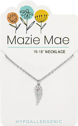 Silver angel wing pendant necklace with delicate chain