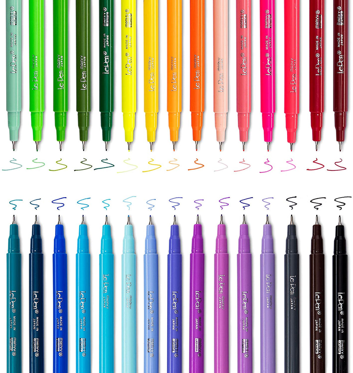 Le Pen Fine Point markers with micro-fine plastic tips in assorted barrel colors.