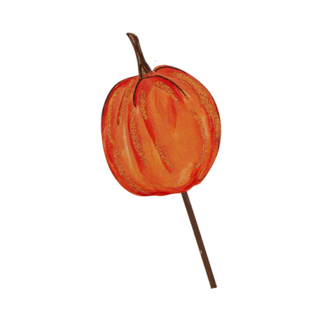 Metal Halloween pumpkin stake in orange with black stem detail