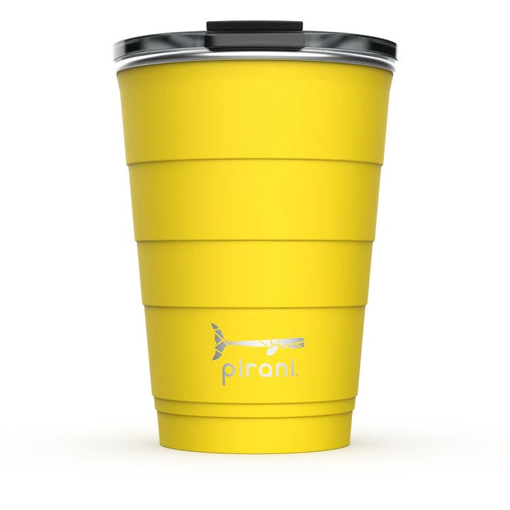 Stackable stainless steel tumbler with powder coat finish in black