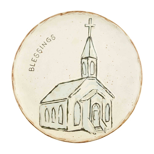 Round Church Blessing Platter with a simple rim design.