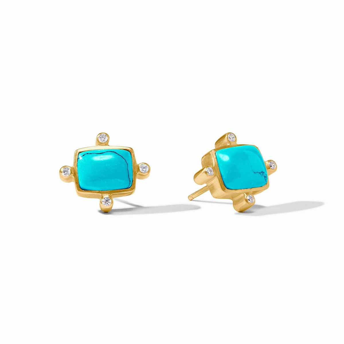 Clara Stud Gold earring featuring rose cut glass stones with cubic zirconia accents on a 0.5-inch gold plate.