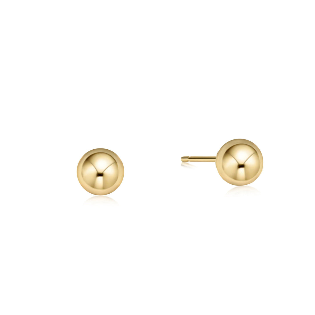 Gold-filled classic stud earring with a smooth 6mm spherical ball.