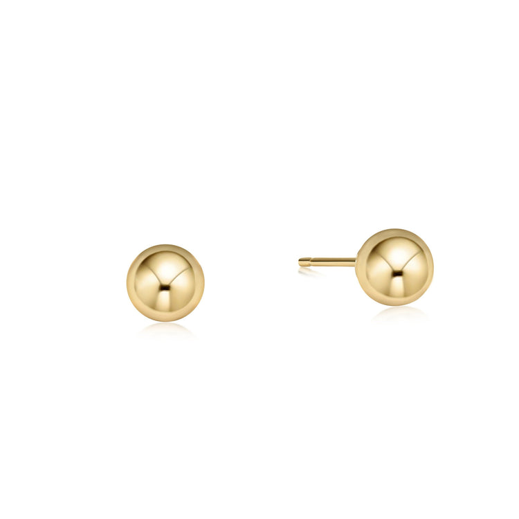 Gold-filled classic stud earring with a smooth 6mm spherical ball.