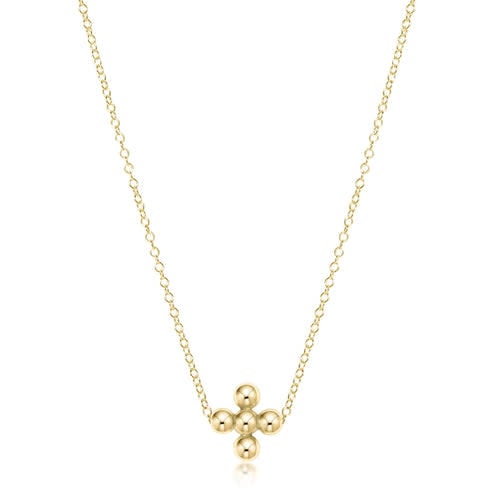 Gold-filled beaded cross charm on a 16-inch chain necklace