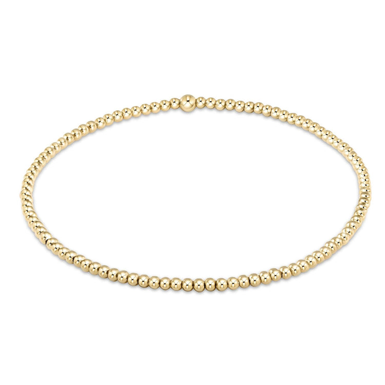 Classic gold-filled 2mm bead bracelet on high-performance elastic cord