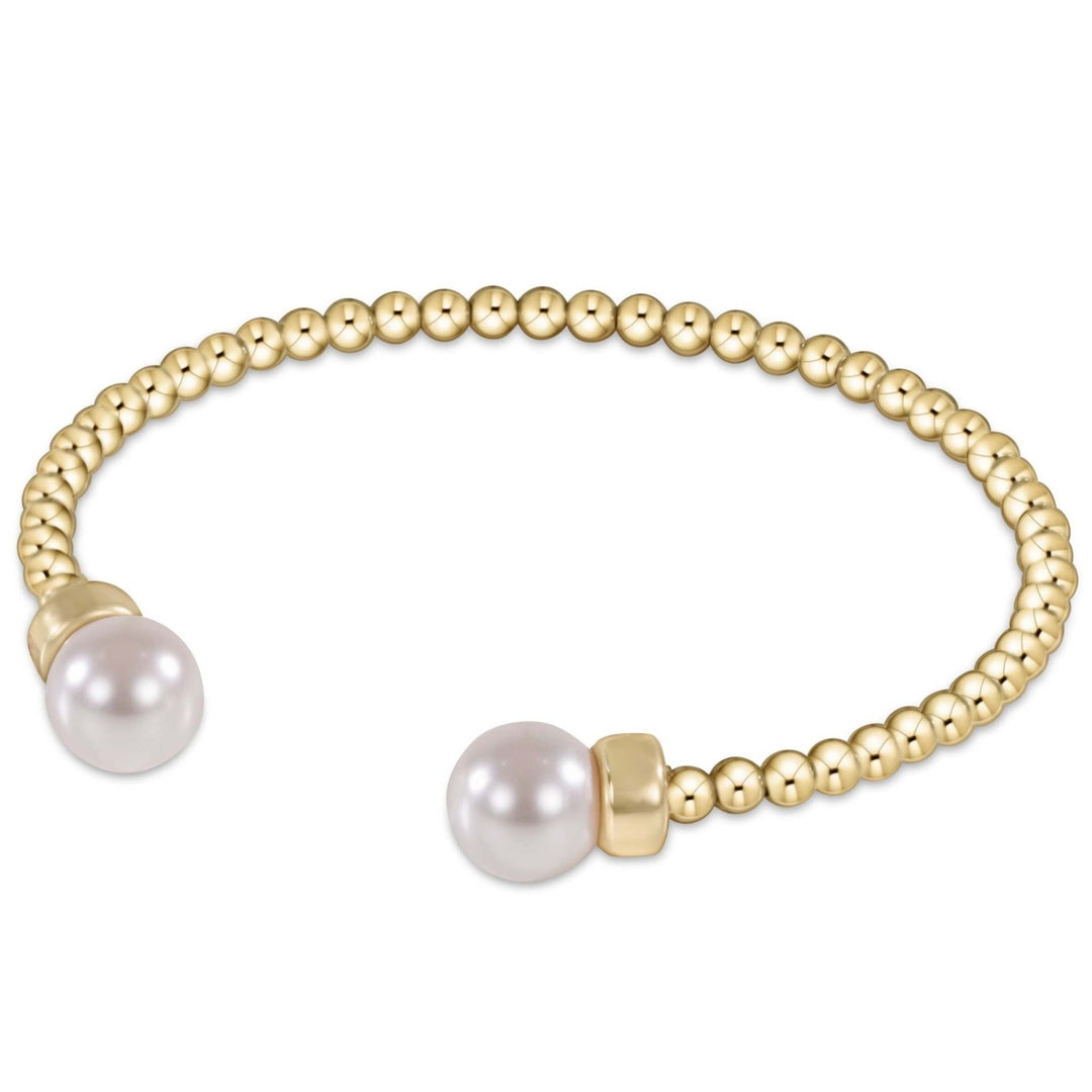 Classic gold bead cuff bracelet with flexible 3mm beads