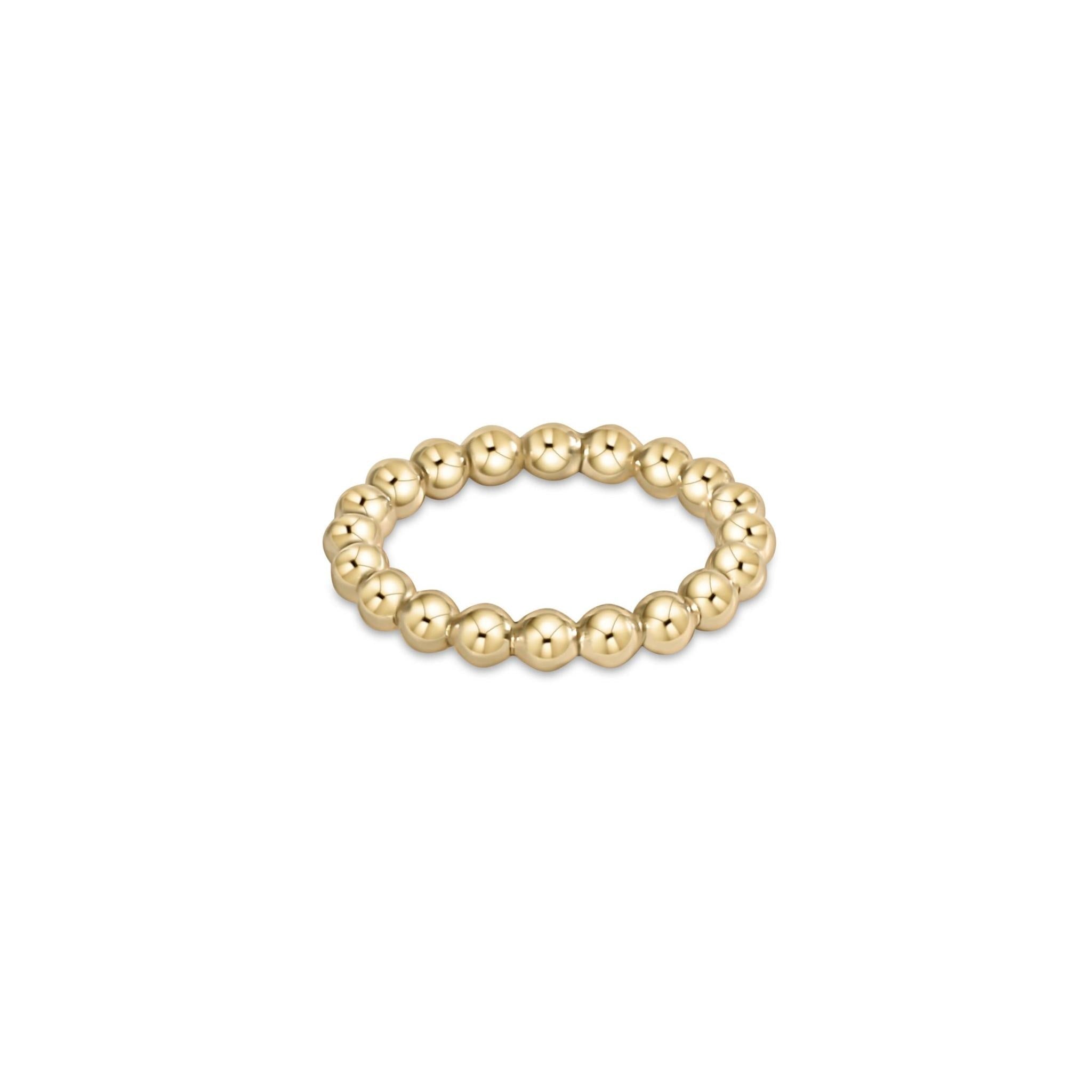 Classic gold-filled ring with a 3mm beaded band in warm yellow tone.