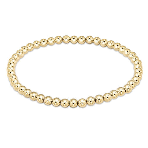 Classic gold-filled bracelet featuring 4mm round beads on a chain measuring 6.75 inches.