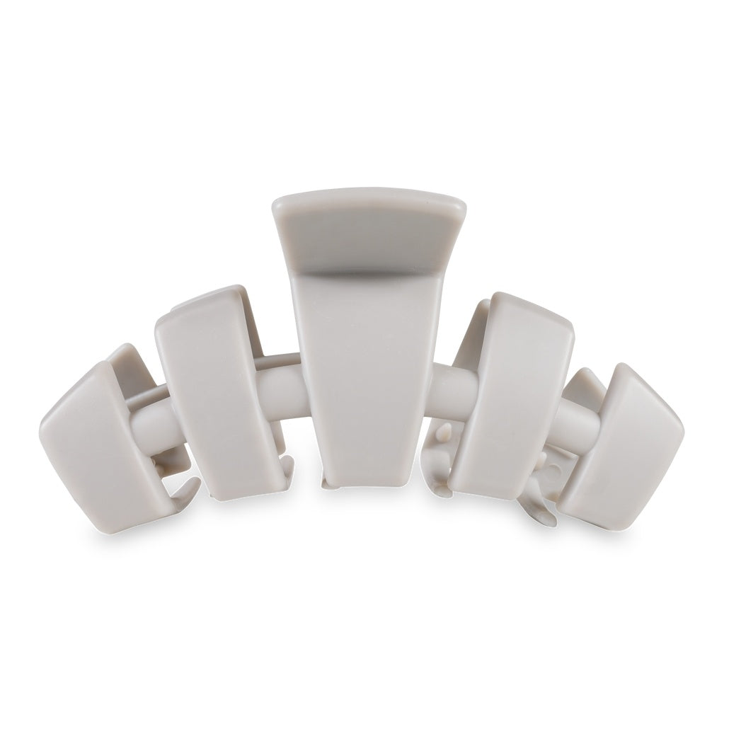 Silver classic hair clip with large size featuring bendable teeth designed to hold thick hair securely.