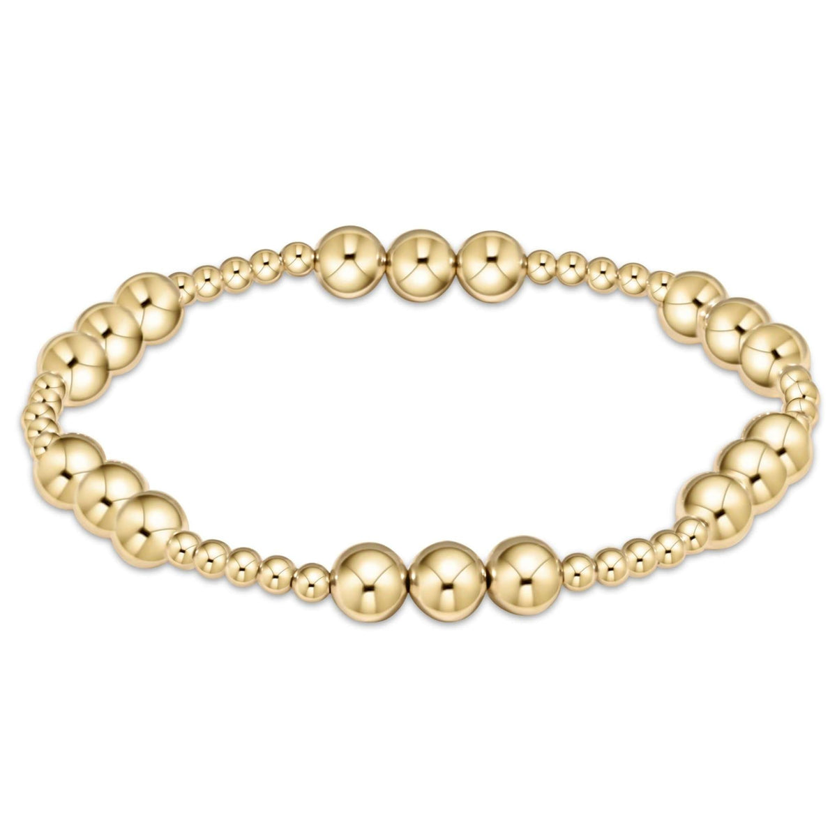 Gold-filled Classic Joy Pattern bracelet with mixed 6mm and 3mm beads on stretch elastic