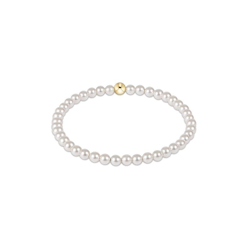 Classic pearl bead bracelet featuring a timeless strand of white spherical beads with an elegant silhouette.