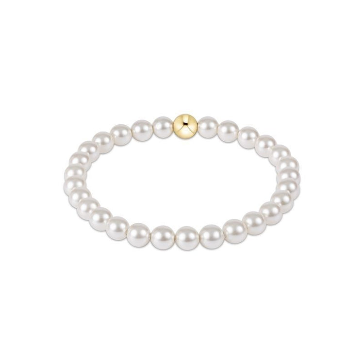 Classic Pearl 6mm Bead Bracelet featuring round white pearl beads on a silver chain