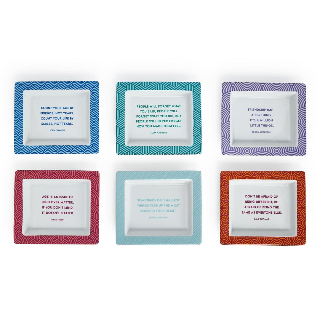 Porcelain desk tray with colorful classic wise saying quotes.