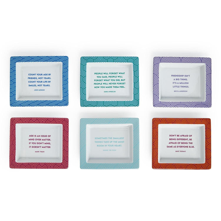 Porcelain desk tray with colorful classic wise saying quotes.