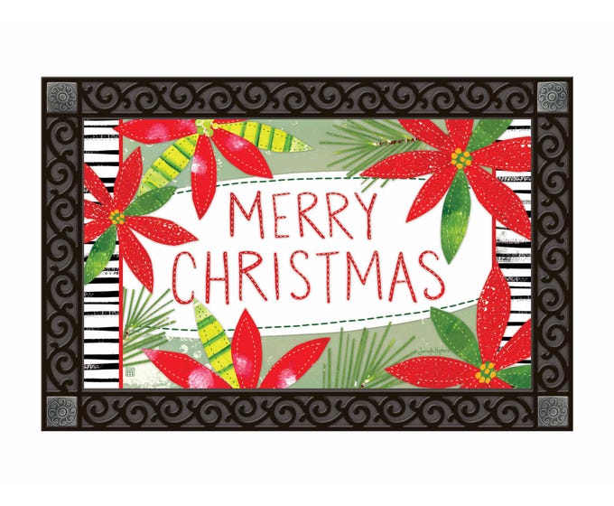 Holly Jolly Poinsettias Matmate with interchangeable recycled rubber tray