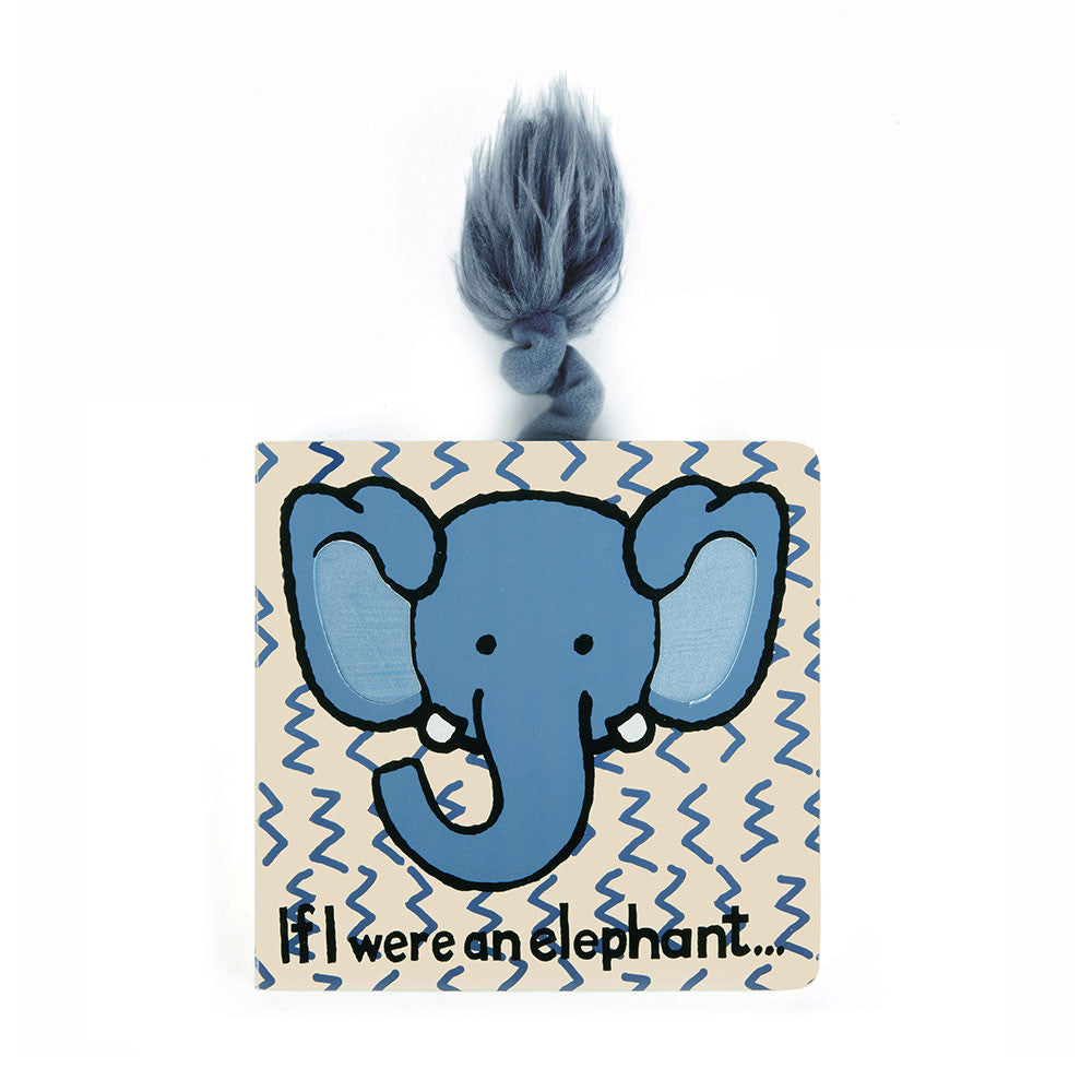 Board book titled If I Were An Elephant with blue cover featuring an elephant illustration.