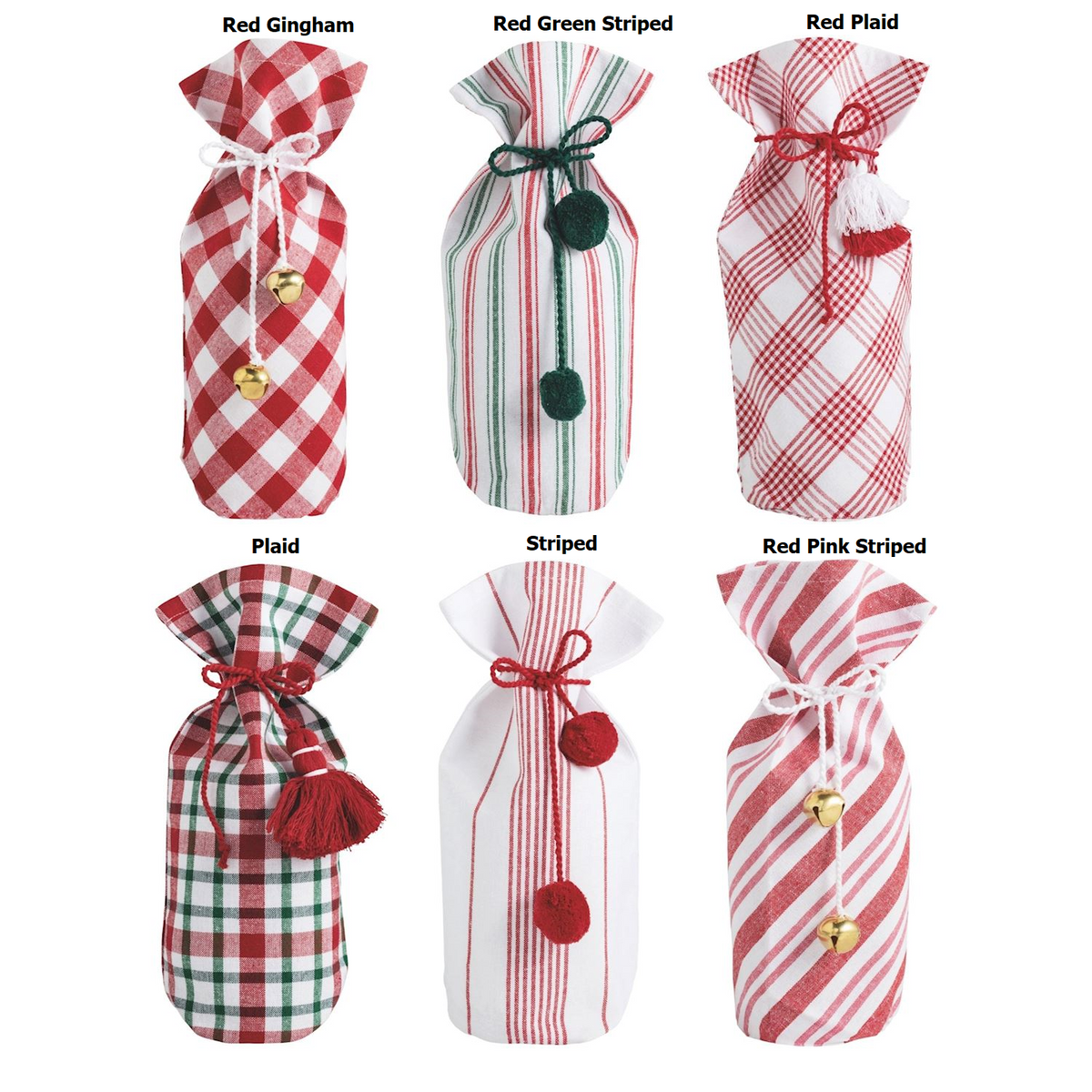 Cotton cloth wine bag with tassel tie in natural color