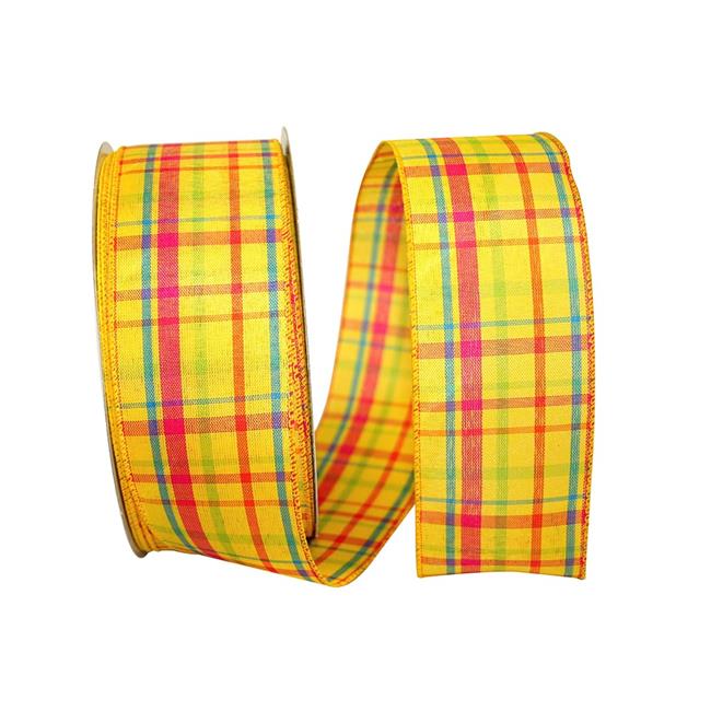 Breezeway Plaid Value Wired Edge, Yellow 2.5" x 50 Y