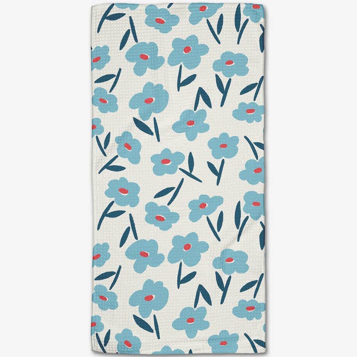 Recycled polyester waffle weave tea towel with single-sided print