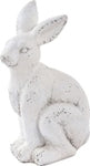 Distressed white ceramic rabbit figurine with a rustic matte finish.
