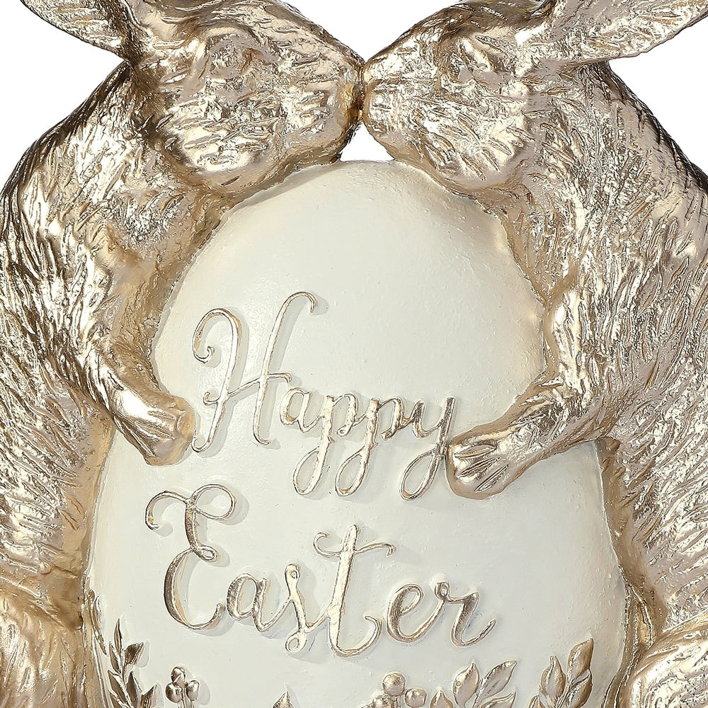 8" Resin Kissing Bunnies With Egg