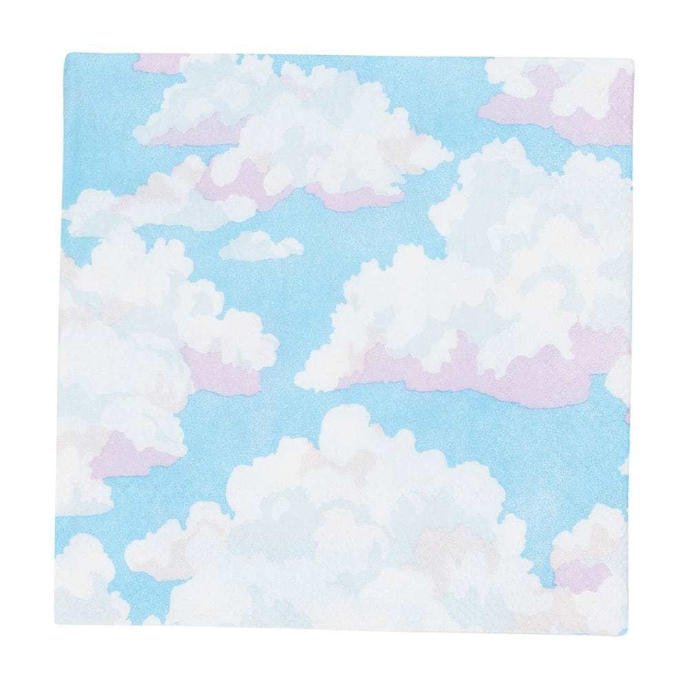 Blue sky printed cocktail napkin with triple-ply material.