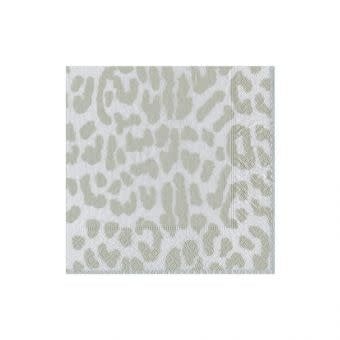 Silver cocktail napkin with Zanzibar print featuring geometric patterns on triple-ply material.