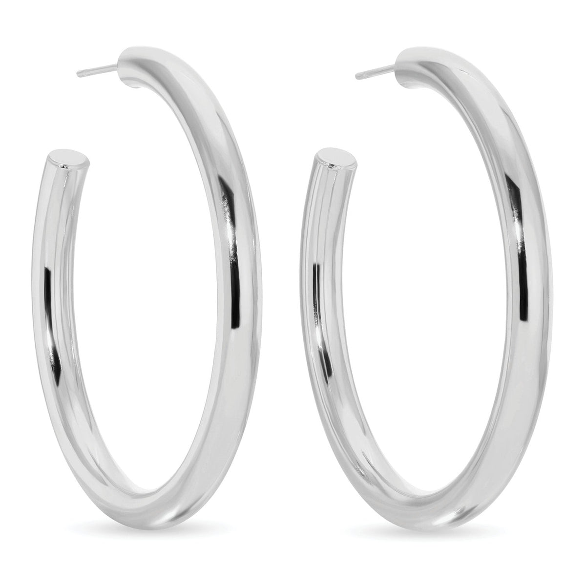 Brass hoop earrings with a simple circular silhouette.