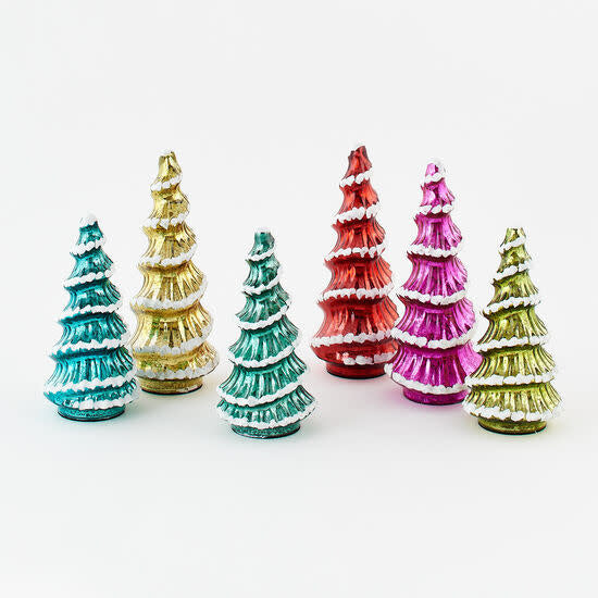 Glass Christmas ornament shaped like a coiled tree with intricate spiral detailing.