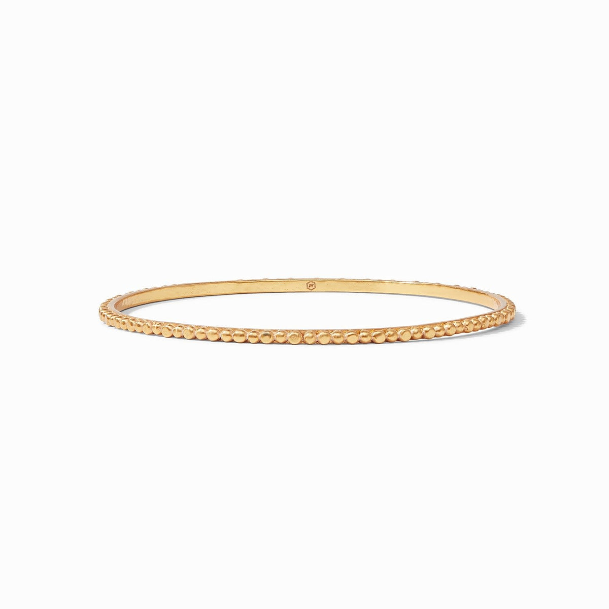Slender gold-plated bangle with raised bead detail.