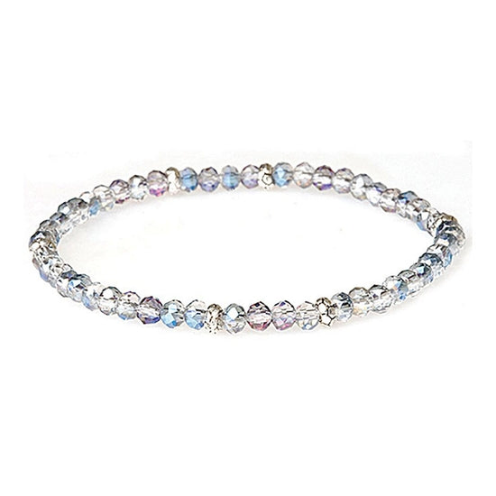 Silver accent mini crystal bracelet with clear stones on a delicate chain link.