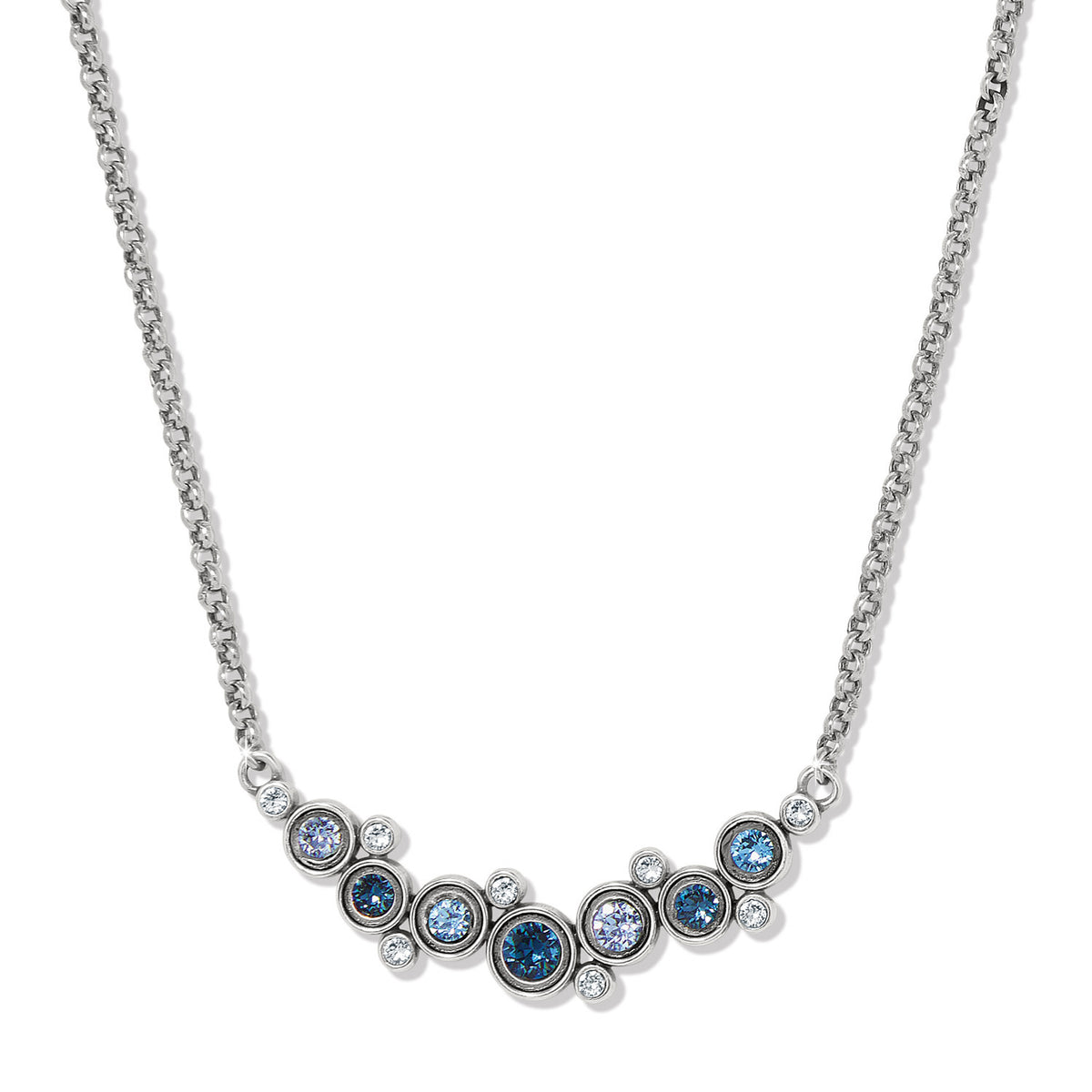Silver-plated Constella Blue necklace with adjustable chain and crystal pendant