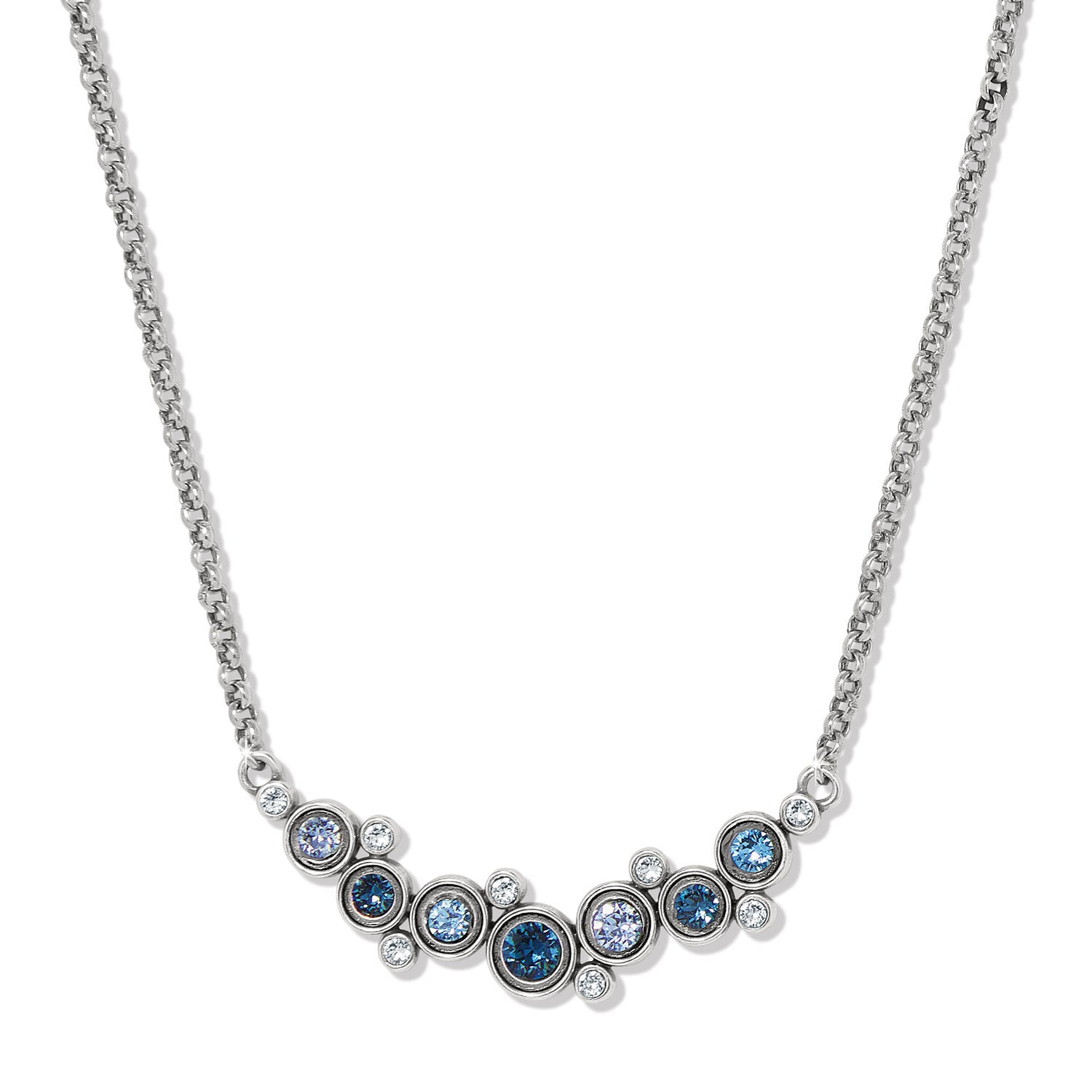 Silver-plated Constella Blue necklace with adjustable chain and crystal pendant