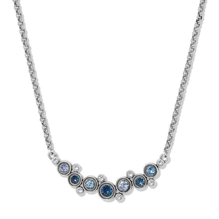 Silver-plated Constella Blue necklace with adjustable chain and crystal pendant