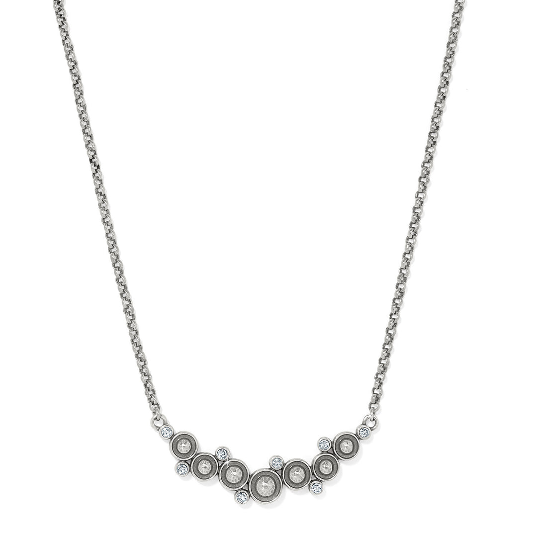 Silver-plated Constella Blue necklace with adjustable chain and crystal pendant.