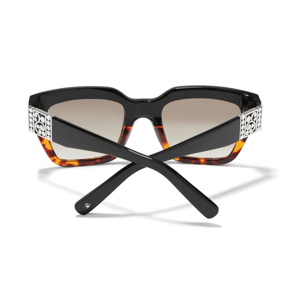 Square Contempo Dot Dual sunglasses in butterscotch tortoise with silver plated accents and pierced dot studs on temples.