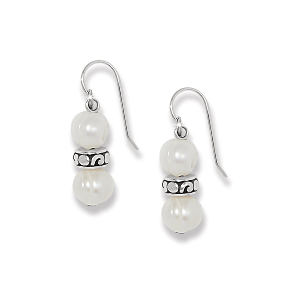 Silver-plated French wire earrings with classic pearl drops