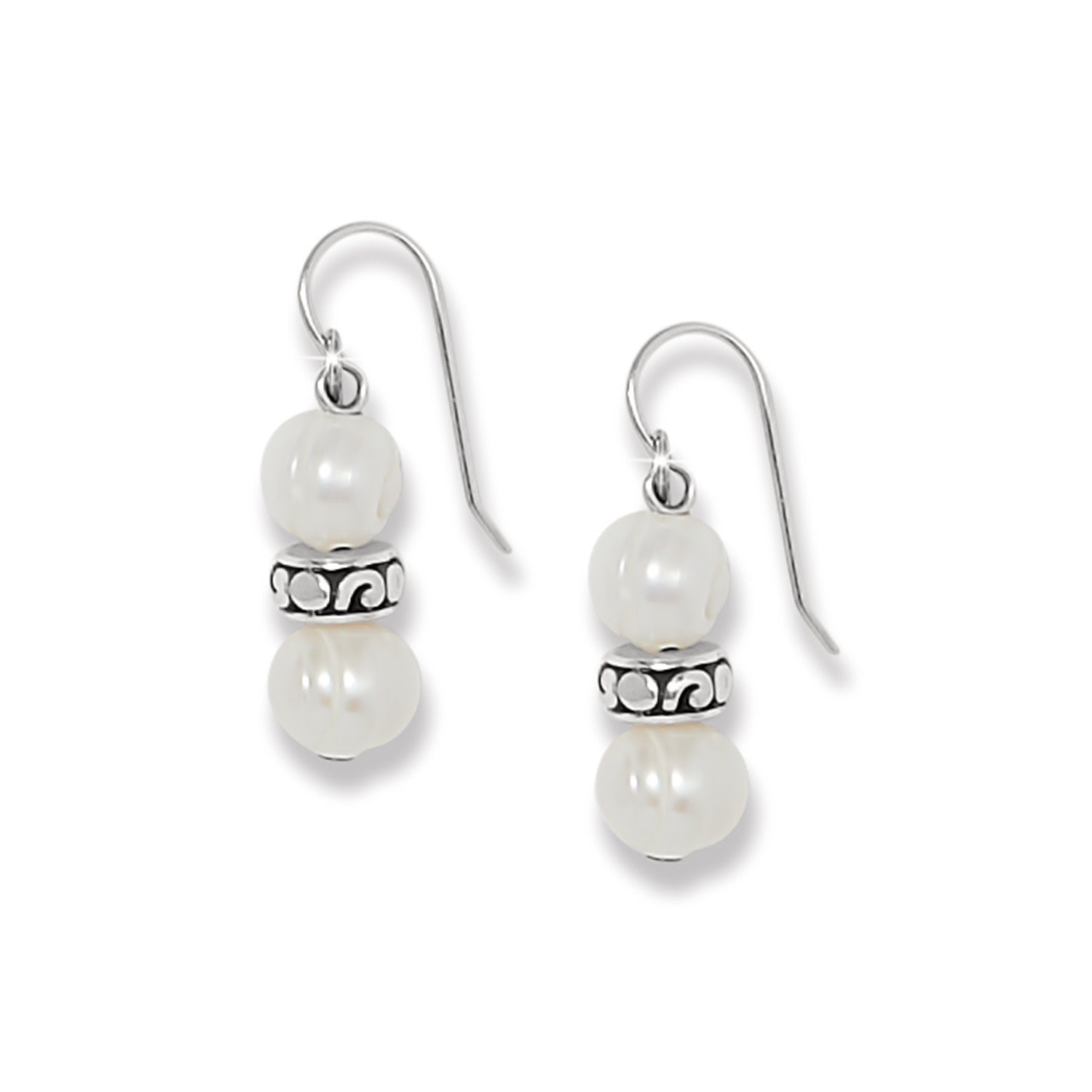 Silver-plated French wire earrings with classic pearl drops