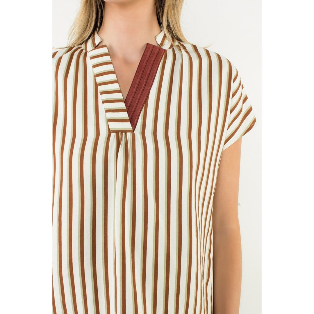 Cassie Contrast V-Neck Striped Top