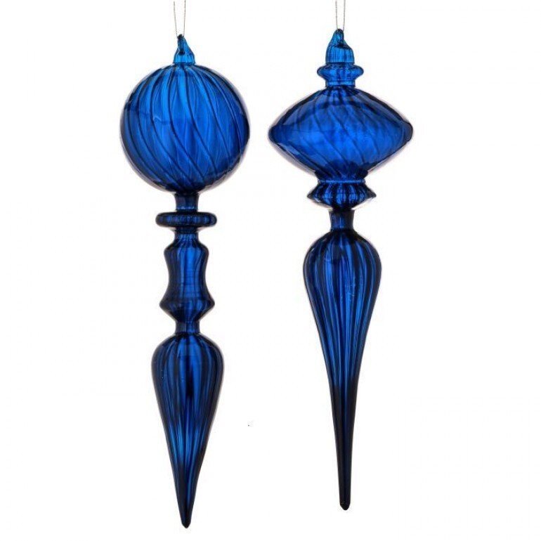 Twelve-inch opaque glass finial ornament with a classic dome shape.