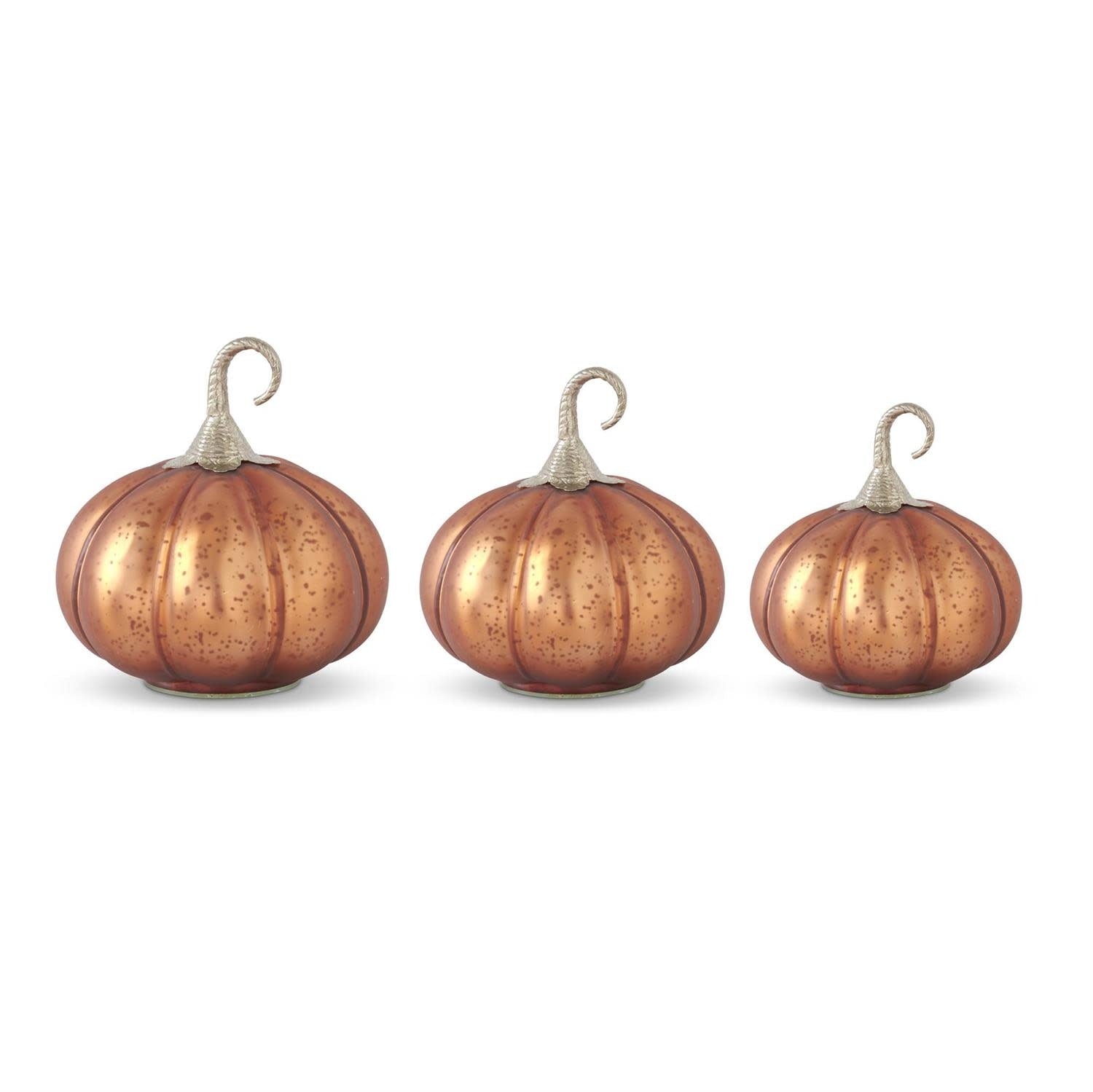 Copper glass pumpkin with a brass stem