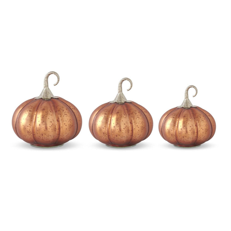 Copper glass pumpkin with a brass stem