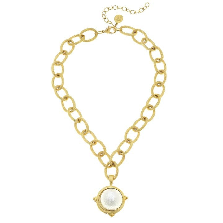 Cotton Pearl On Handcast Gold Chain Necklace