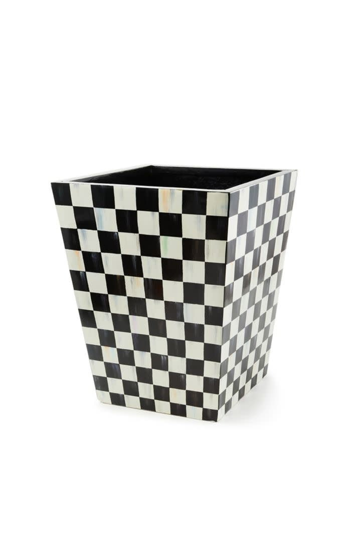 Fiberglass planter with Courtly Check decal in a rectangular silhouette.
