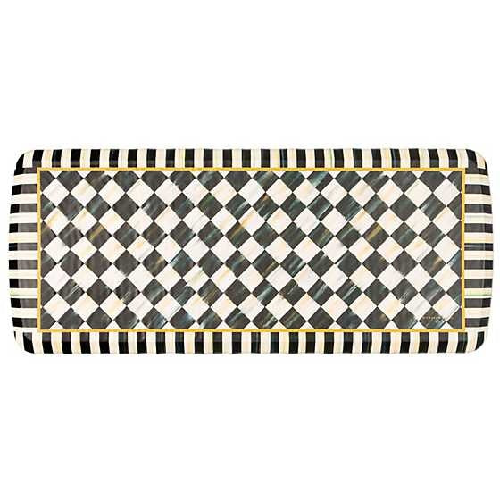 Courtly Check patterned gel comfort mat with beveled edges in polyurethane foam