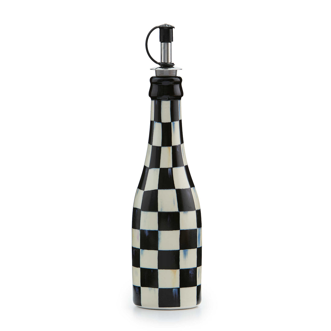 Ceramic Courtly Check oil cruet with stainless steel nozzle