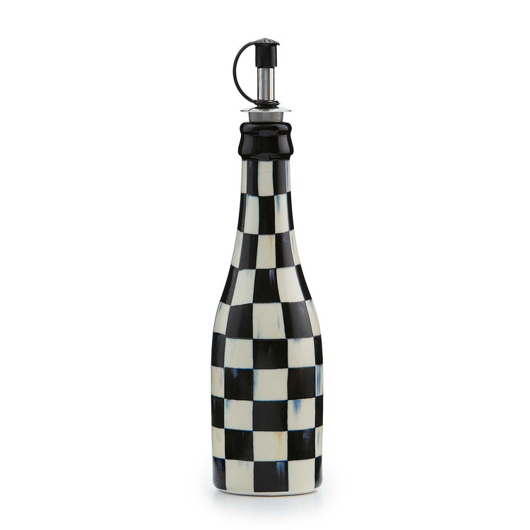 Ceramic Courtly Check oil cruet with stainless steel nozzle