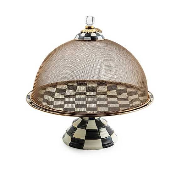 Large Courtly Check mesh dome in bronzed stainless steel with brass accents