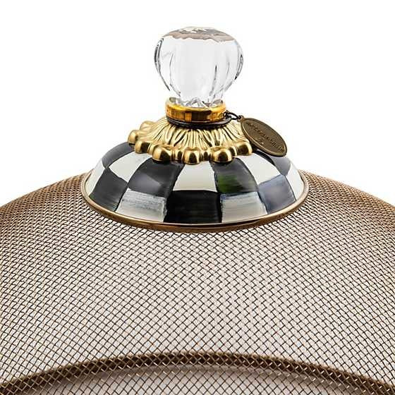 Large Courtly Check mesh dome in bronzed stainless steel with brass accents